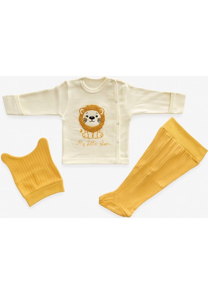 “%100 Pamuklu My Little Lion 3’lü Bebek Takımı – Uzun Kollu Üst, Patikli Alt ve Şapka fiyatları