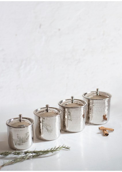 Bakır Baharat Takımı Çekiç Dövmeli Gümüş Renk (4'lü) fiyatları