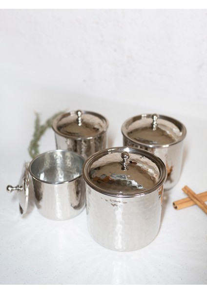 Bakır Baharat Takımı Çekiç Dövmeli Gümüş Renk (4'lü) modelleri