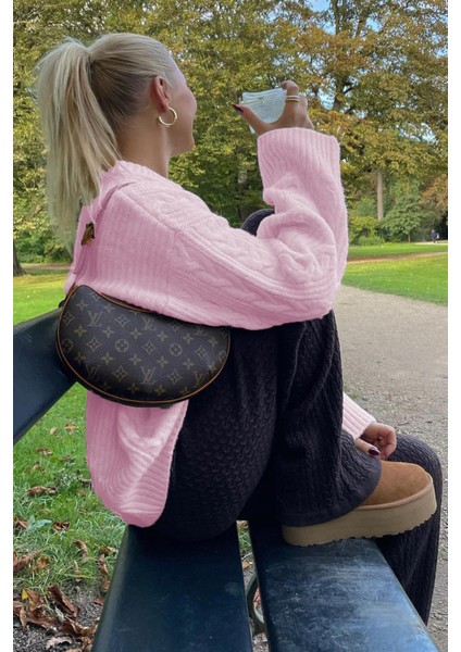 Pembe Bisiklet Yaka Örme Triko Kazak MG2009 fiyatları