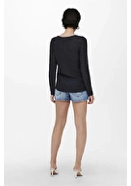 15113356 0 Yaka Kadin Triko - Lacivert modelleri