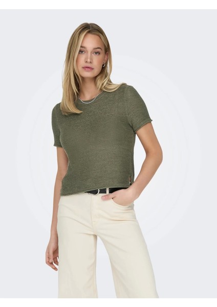 15367795 0 Yaka Kadin Triko - Haki