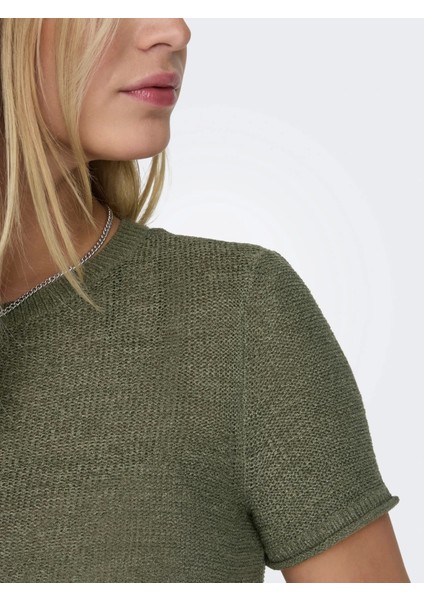 15367795 0 Yaka Kadin Triko - Haki
