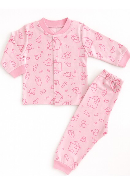 Pamuklu Yumuşak Rahat Kullanım Çıtçıtlı Bebek Pijama Takımı