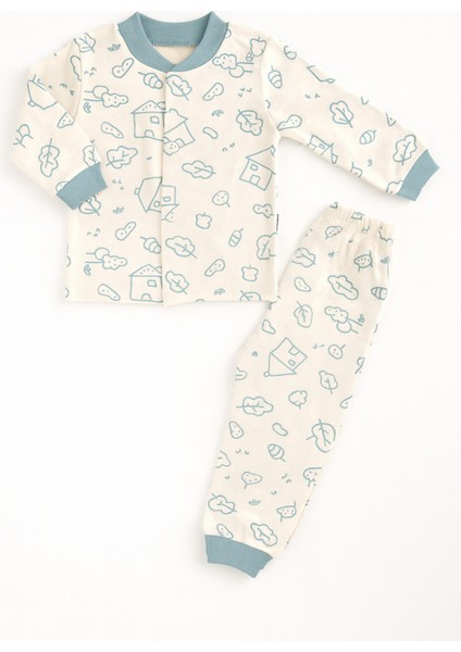 Pamuklu Yumuşak Rahat Kullanım Çıtçıtlı Bebek Pijama Takımı
