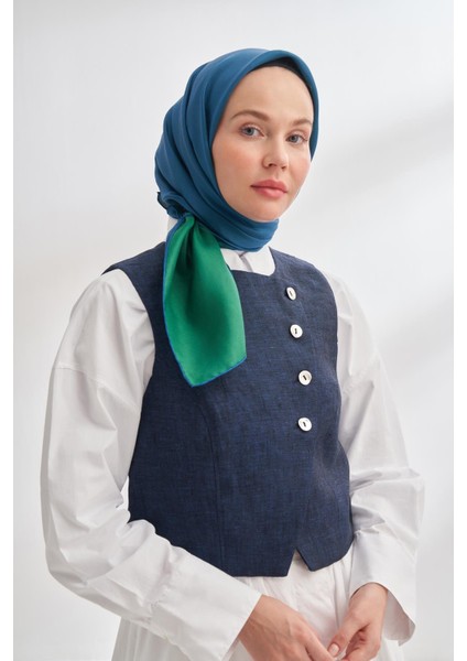 Çift Taraflı Düz Tivil Ipek Eşarp 4401-SAKS Benetton