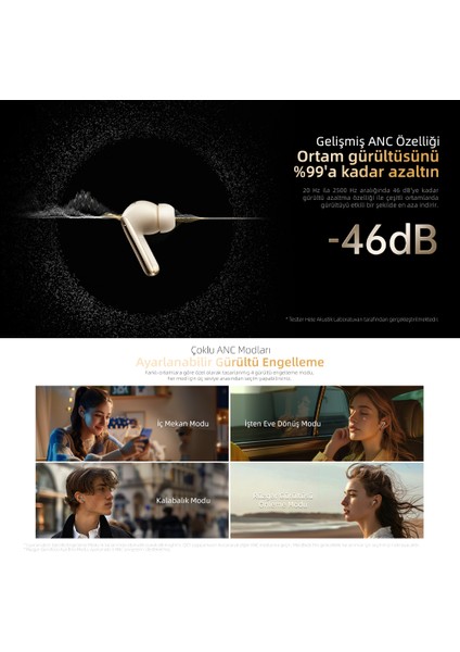 HT08 Melobuds Pro Hi-Res Ldac Adaptif Anc 6 Mikrofon Bluetooth 5.3 Kablosuz Kulaklık Gold fiyatları