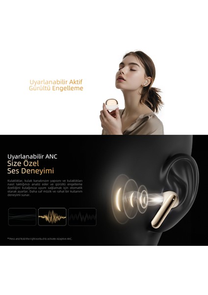 HT08 Melobuds Pro Hi-Res Ldac Adaptif Anc 6 Mikrofon Bluetooth 5.3 Kablosuz Kulaklık Gold fırsatları