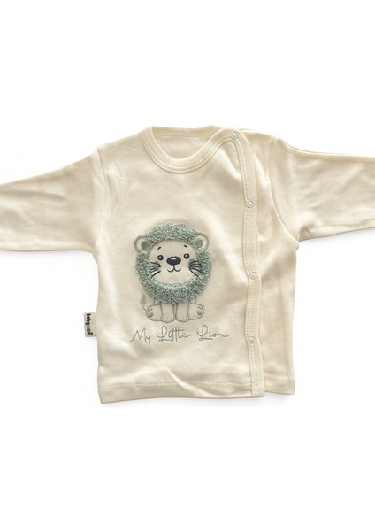 “%100 Pamuklu My Little Lion 3’lü Bebek Takımı – Uzun Kollu Üst, Patikli Alt ve Şapka modelleri