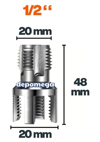 1/2 Iç Dış Plastik Boru Diş Açma Seti 1/2 Inç Borularla Uyumlu modelleri