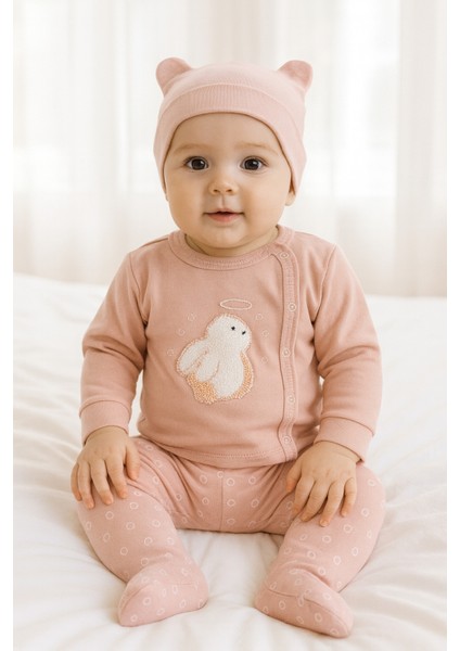 Hastane Çıkışı Kız Bebek 3’lü Takım | Zıbın, Patikli Alt ve Şapka