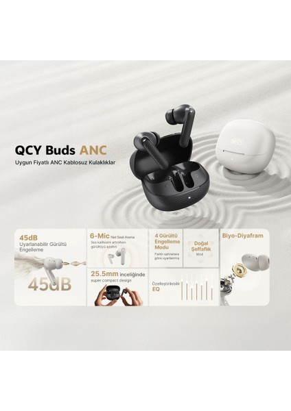 Buds Anc HT15 Bluetooth Kulaklık - 45 Db. Anc - 6 Mikrofon Enc - Çift Cihaz Gürültü Engelleme Ipx4 fiyatları