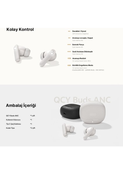 Buds Anc HT15 Bluetooth Kulaklık - 45 Db. Anc - 6 Mikrofon Enc - Çift Cihaz Gürültü Engelleme Ipx4 fırsatları