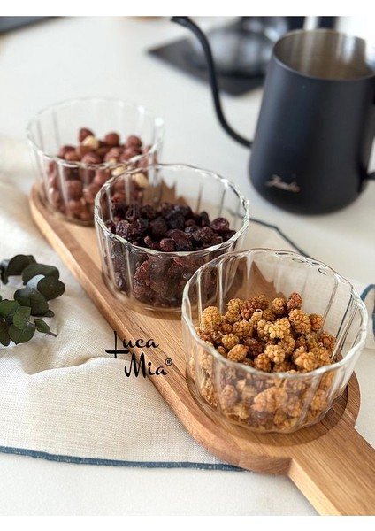 Akasya Tepsili 3'lü Cam Sunumluk