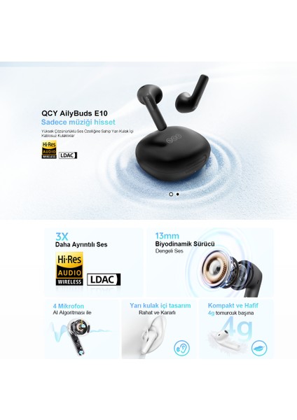 Ailybuds E10 Bluetooth Kulaklık - Hires - Ldac - Çift Cihaz - Oyun Modu 4 Mics Enc Kulakiçi Kulaklık Mavi modelleri