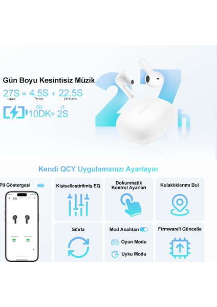 Ailybuds E10 Bluetooth Kulaklık - Hires - Ldac - Çift Cihaz - Oyun Modu 4 Mics Enc Kulakiçi Kulaklık Mavi fırsatları