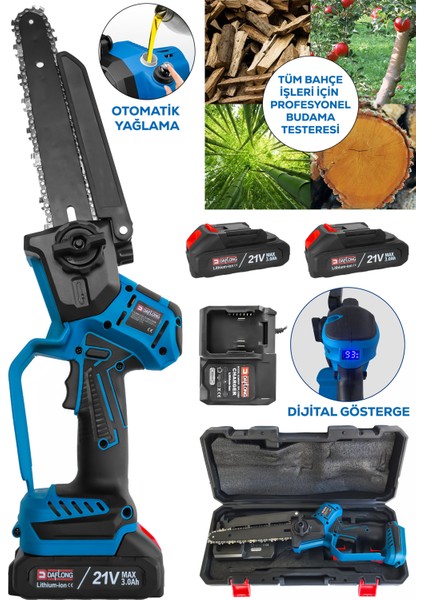 Profesyonel Dijital Göstergeli Otomotik Yağlamalı Brushless Motor Dal Budama Makinası