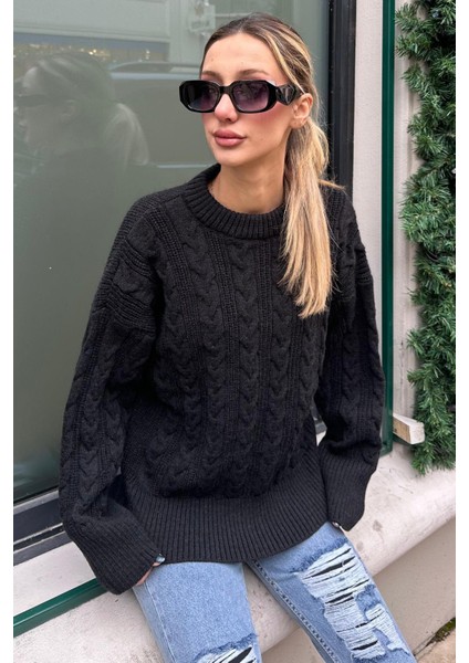 Siyah Bisiklet Yaka Örme Triko Kazak MG2009 fiyatları