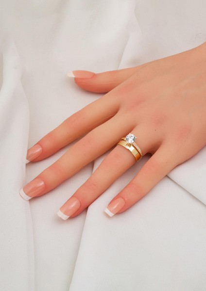 14 Ayar Altın Alyanslı Tektaş Yüzük fiyatları