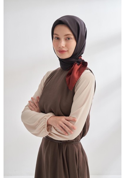 Çift Taraflı Düz Tivil Ipek Eşarp 4401-SIYAH Bordo fiyatları