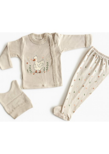 Yenidoğan Kız Bebek Seti | Pamuklu Ördek Baskılı Dantelli Patikli Takım fiyatları