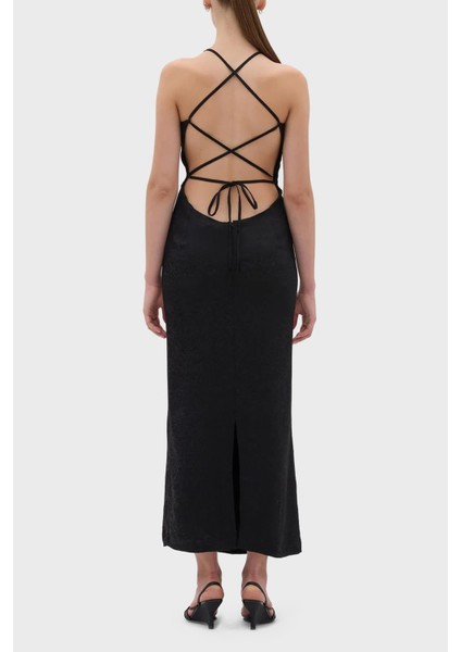 Sırt Dekolteli Jakarlı Maxi Elbise Bayan Elbise LB23FWFRWFUDR modelleri