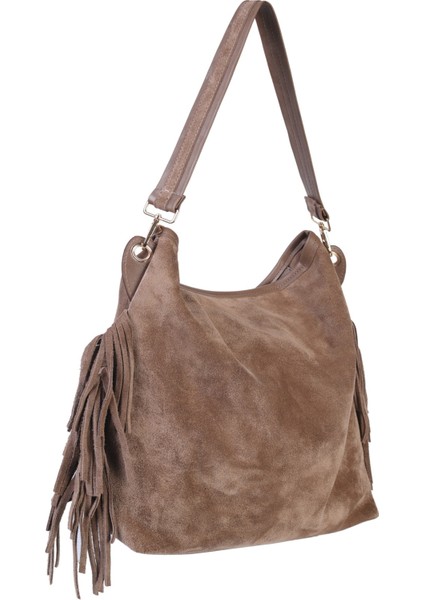 Merilda Püskül Detaylı Deri Süet Omuz Çantası fiyatları