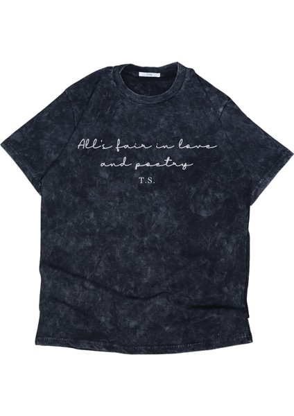 Unisex All's Fair In Love Poetry Sırt Baskılı Yıkamalı T-Shirt, Oversize Taylor Swift Temalı Tişört fiyatları