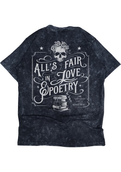 Unisex All's Fair In Love Poetry Sırt Baskılı Yıkamalı T-Shirt, Oversize Taylor Swift Temalı Tişört modelleri