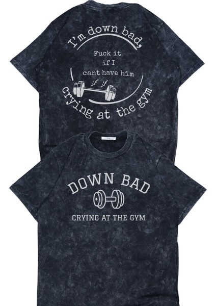 Unisex I'm Down Bad Ttpd Sırt Baskılı Yıkamalı T-Shirt, Oversize Taylor Swift Temalı Vintage Tişört