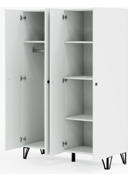 GRM4 4 Kapaklı Beyaz Sunta Gardırop – Aynasız, Modern ve Şık Tasarım, Geniş Depolama Alanı