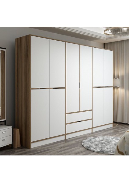 Elina 6 Kapaklı Dore Beyaz Suntalam Gardırop – Aynasız, Modern ve Şık Tasarım, Geniş Depolama Alanı