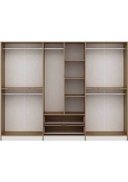 Elina 6 Kapaklı Dore Beyaz Suntalam Gardırop – Aynasız, Modern ve Şık Tasarım, Geniş Depolama Alanı