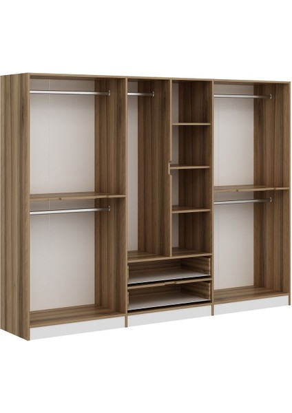 Elina 6 Kapaklı Dore Beyaz Suntalam Gardırop – Aynasız, Modern ve Şık Tasarım, Geniş Depolama Alanı