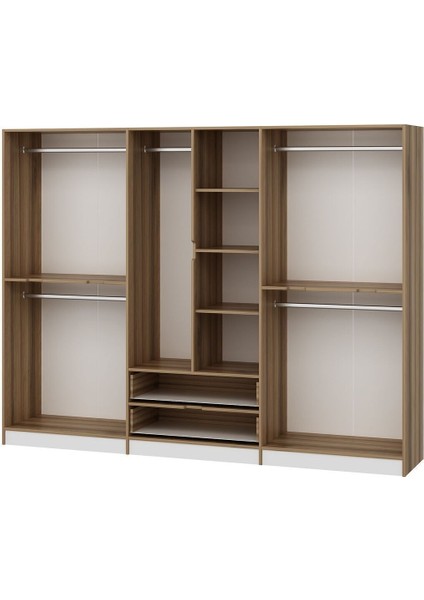 Elina 6 Kapaklı Dore Beyaz Suntalam Gardırop – Aynasız, Modern ve Şık Tasarım, Geniş Depolama Alanı