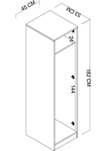 Daisy 1 Kapılı Beyaz Suntalam Gardırop – Askı ve Raflı, Aynasız, Düzenli ve Pratik Depolama Çözümü