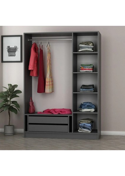 Kale 3 Kapaklı Suntalam Gardırop – Antrasit/Siyah, Aynasız, Modern ve Şık Tasarım, Geniş Depolama Alanı