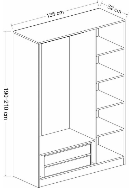 Kale 3 Kapaklı Suntalam Gardırop – Antrasit/Siyah, Aynasız, Modern ve Şık Tasarım, Geniş Depolama Alanı
