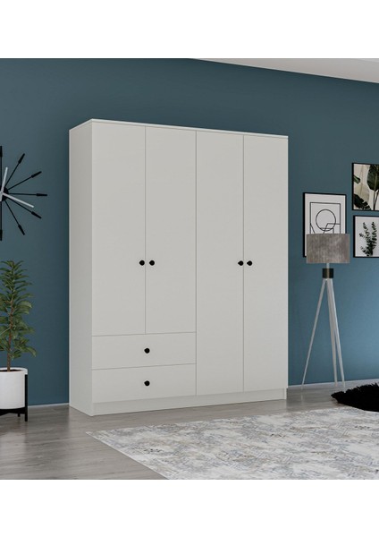 Novado Beyaz Suntalam 4 Kapılı 2 Çekmeceli Aynasız Gardırop – Geniş ve Düzenli Kıyafet Depolama Çözümü indirimleri