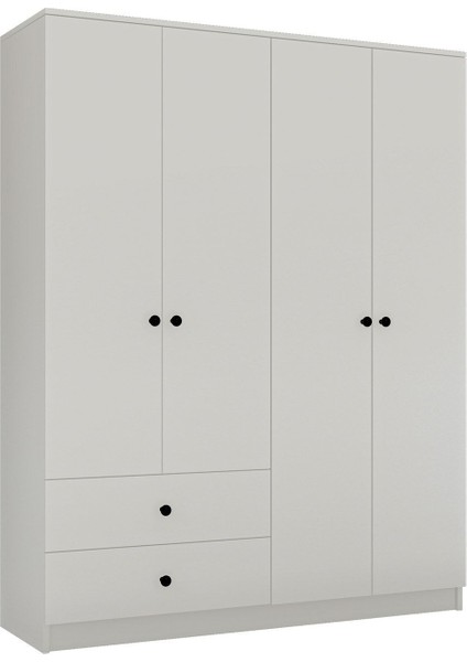 Novado Beyaz Suntalam 4 Kapılı 2 Çekmeceli Aynasız Gardırop – Geniş ve Düzenli Kıyafet Depolama Çözümü