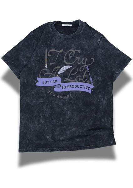 Unisex It Cry A Lot Yazılı Yıkamalı T-Shirt, Oversize Taylor Swift Temalı Vintage Tişört