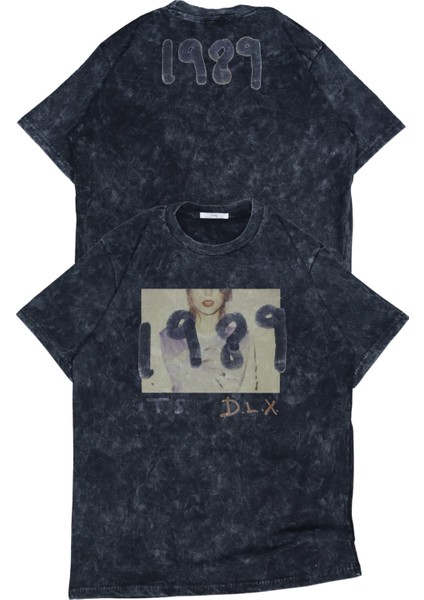 Unisex 1989 T.s Dlx Ense Baskılı Yıkamalı T-Shirt, Oversize Taylor Swift Temalı Vintage Tişört