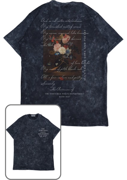 Unisex Ttpd Albüm Tracklist Sırt Baskılı Yıkamalı T-Shirt, Oversize Taylor Swift Temalı Tişört