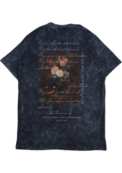 Unisex Ttpd Albüm Tracklist Sırt Baskılı Yıkamalı T-Shirt, Oversize Taylor Swift Temalı Tişört modelleri