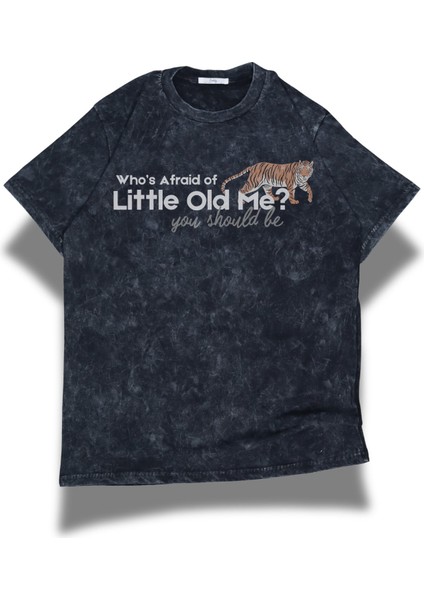 Unisex Who’s Afraid Of Little Old Me Yazılı Yıkamalı T-Shirt, Oversize Taylor Swift Vintage Tişört