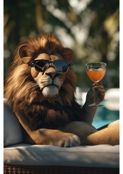 Tatile Giden Aslan Kral Kanvas Tablo Ev Duvar Salon Ofis Dükkan Hediyelik Dekarasyon Süsü fiyatları