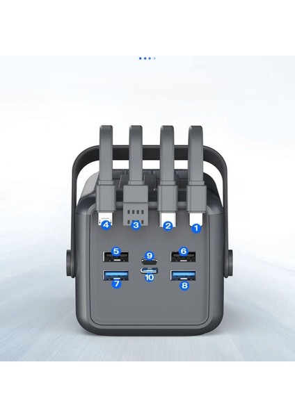 50.000 Mah Hızlı Şarj Kamp Işıklı 4x USB 1xtype-C 1xmicro Çıkışlı Çoklu Kablolu LED Panel Powerbank