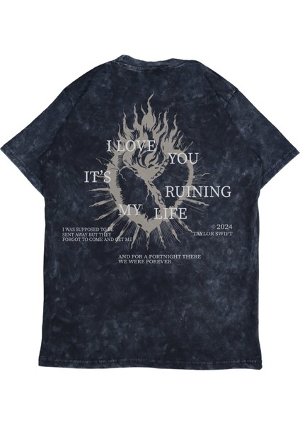 Unisex I Love You, Its Runing My Life Sırt Baskılı Yıkamalı T-Shirt, Oversize Taylor Swift Tişört modelleri