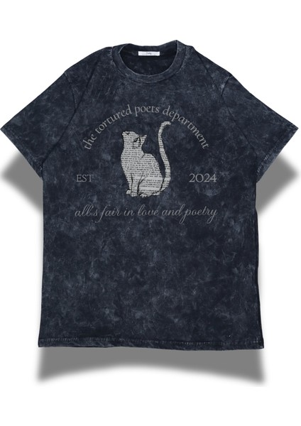 Unisex The Tortured Poets Department Yazılı Yıkamalı T-Shirt,oversize Taylor Swift Temalı Tişört