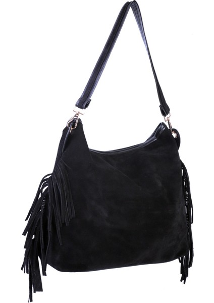 Merilda Püskül Detaylı Deri Süet Omuz Çantası fiyatları